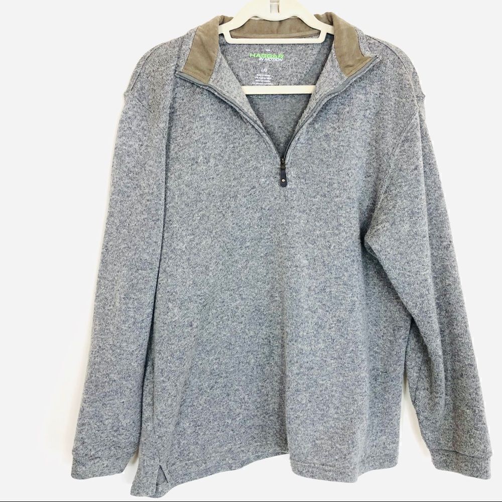HAGGAR IN MOTION 1/2 Zip Pullover Sweater Size L